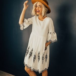 Roolee Arwen embroidered scallop dress